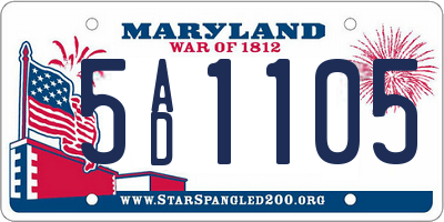 MD license plate 5AD1105