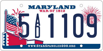 MD license plate 5AD1109