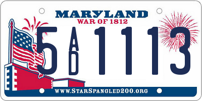 MD license plate 5AD1113