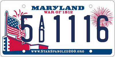 MD license plate 5AD1116