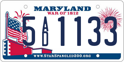 MD license plate 5AD1133