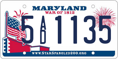MD license plate 5AD1135