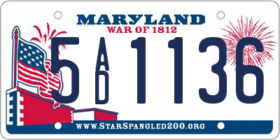 MD license plate 5AD1136