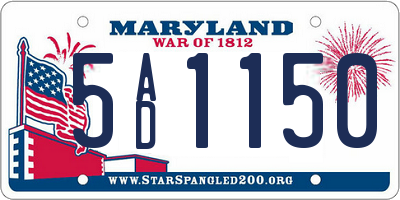MD license plate 5AD1150
