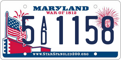 MD license plate 5AD1158
