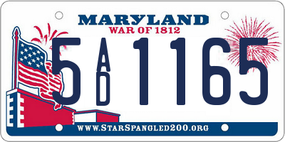 MD license plate 5AD1165