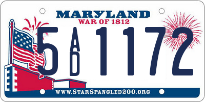 MD license plate 5AD1172