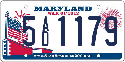 MD license plate 5AD1179