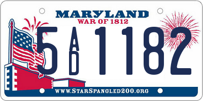 MD license plate 5AD1182