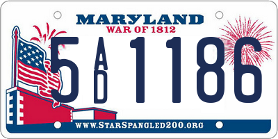MD license plate 5AD1186