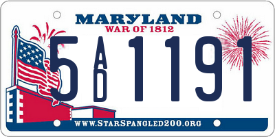 MD license plate 5AD1191