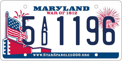 MD license plate 5AD1196