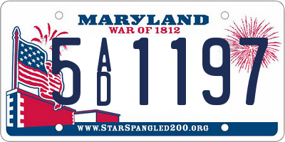 MD license plate 5AD1197