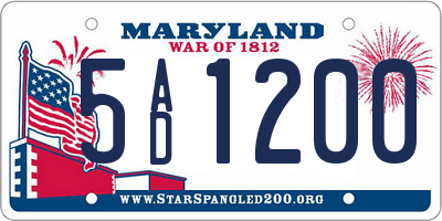 MD license plate 5AD1200