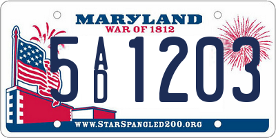 MD license plate 5AD1203