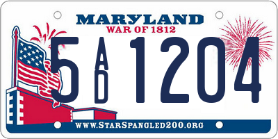 MD license plate 5AD1204