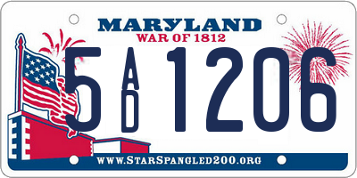MD license plate 5AD1206