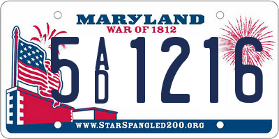 MD license plate 5AD1216