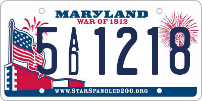 MD license plate 5AD1218