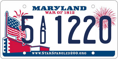 MD license plate 5AD1220