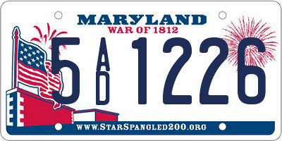 MD license plate 5AD1226