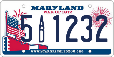 MD license plate 5AD1232