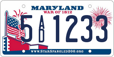 MD license plate 5AD1233