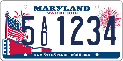MD license plate 5AD1234