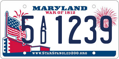 MD license plate 5AD1239