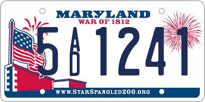 MD license plate 5AD1241