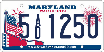 MD license plate 5AD1250