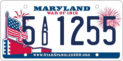 MD license plate 5AD1255