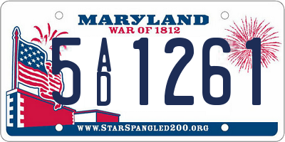 MD license plate 5AD1261