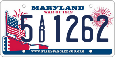 MD license plate 5AD1262