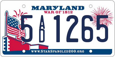 MD license plate 5AD1265