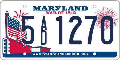 MD license plate 5AD1270
