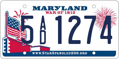 MD license plate 5AD1274