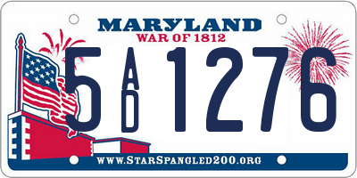 MD license plate 5AD1276