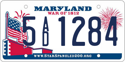 MD license plate 5AD1284
