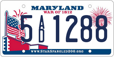 MD license plate 5AD1288