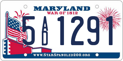 MD license plate 5AD1291