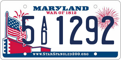 MD license plate 5AD1292