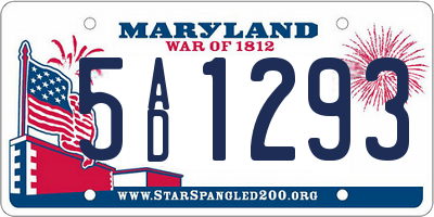 MD license plate 5AD1293
