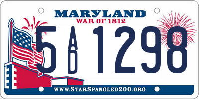MD license plate 5AD1298