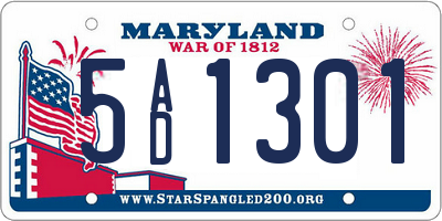MD license plate 5AD1301
