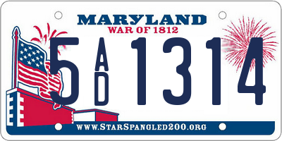 MD license plate 5AD1314