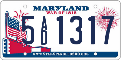 MD license plate 5AD1317
