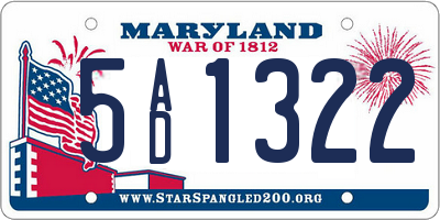MD license plate 5AD1322