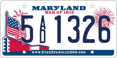 MD license plate 5AD1326
