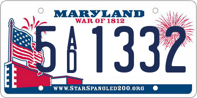 MD license plate 5AD1332